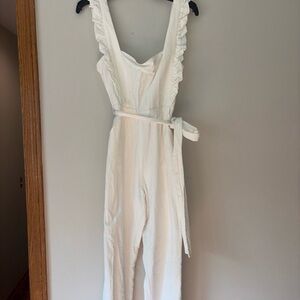Elegant White Ruffled Jumpsuit